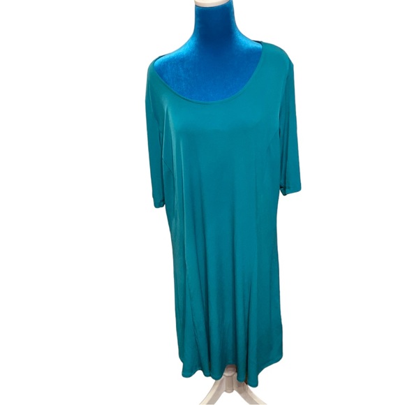 Susan Graver Dresses & Skirts - Susan Graver size 1xblue green dress short sleeves 92% polyester